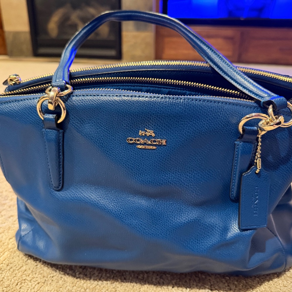 Teal blue leather Coach purse